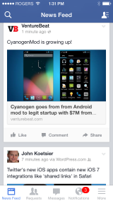 Facebook iOS 7 app