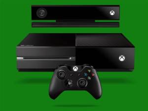 The Xbox One with the new controller and Kinect  motion sensor. 