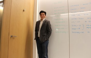 Andrew Chung at the Khosla Ventures office in Menlo Park, with a white board of "Big Ideas."