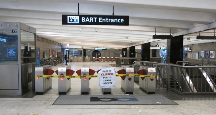Turnstiles are closed at BART stations in the San Francisco Bay Area due to a strike.