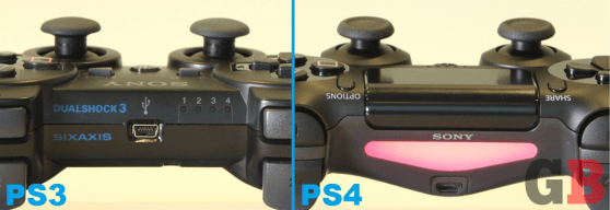 DualShock 3 vs DualShock 4 - tops, light bar