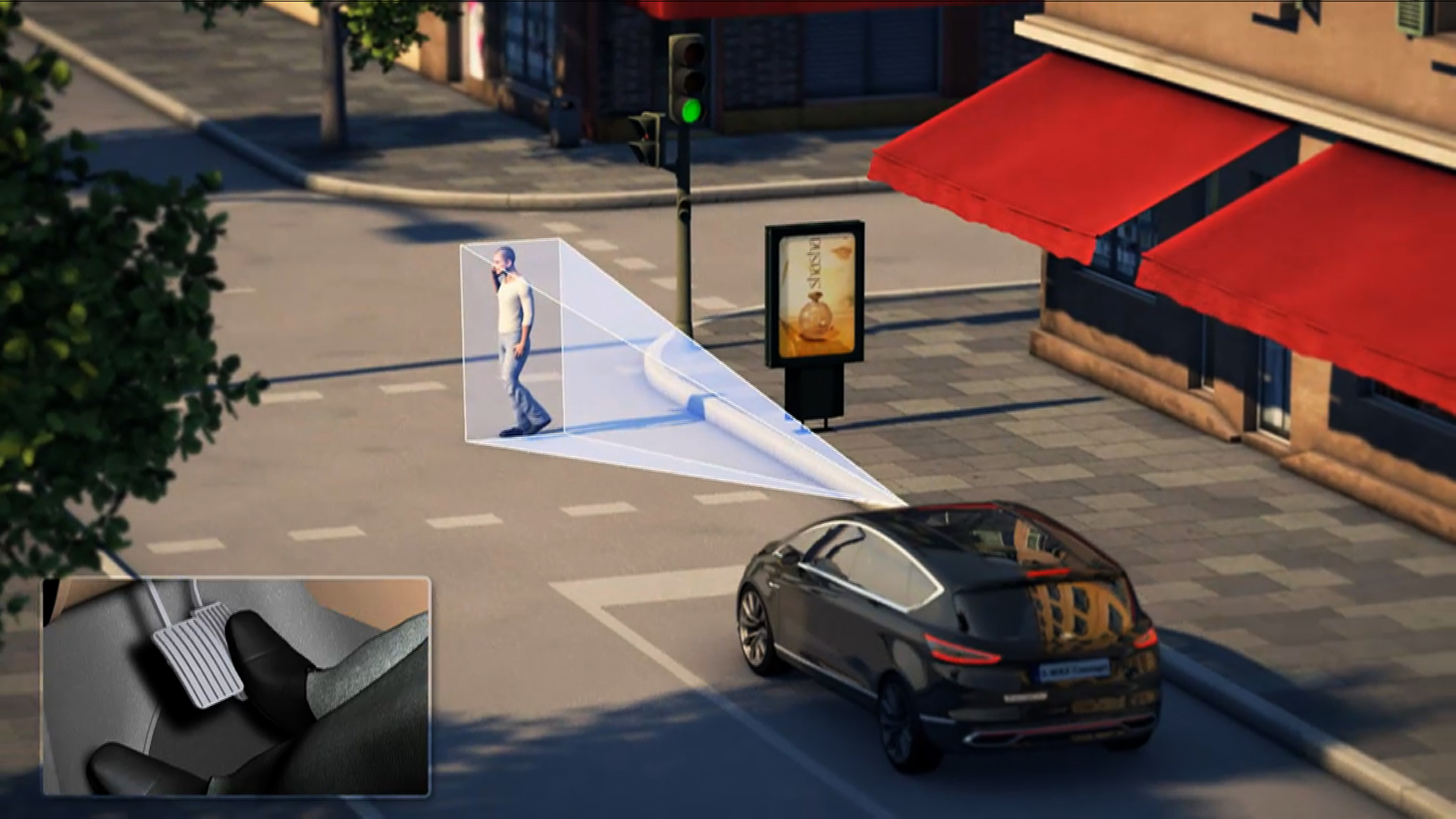 Technology being tested by Ford could help keep you from running over clueless pedestrians talking on cellphones.