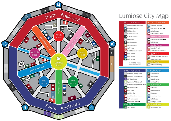 Pascal du Bois's map of Lumiose City from Pokémon X and Y.