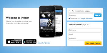 Twitter's new welcome page spotlights where the money's at: mobile