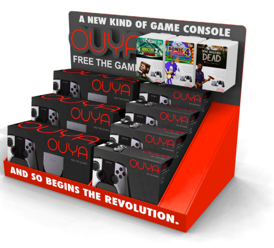 Ouya's custom retail display that gamers will find in Target stores soon.