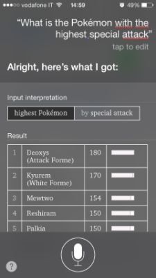 Siri will lay out the info for you as if it were a real Pokédex you got from Professor Oak.