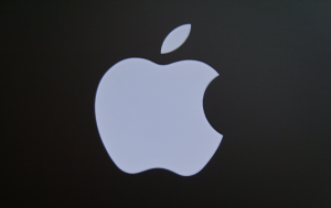 apple logo on grey