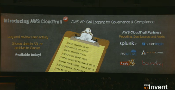 Andy Jassy, senior vice president of AWS, unveils CloudTrail onstage at AWS re:Invent in Las Vegas