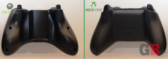 Backs - Xbox 360 vs Xbox One controllers