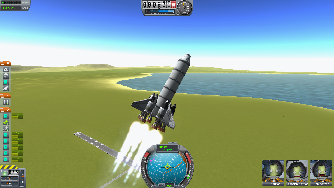 A Kerbal Space Program launch.
