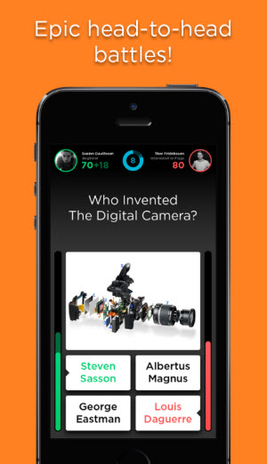 QuizUp trivia game lets you issue challenges to others.