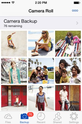 SkyDrive's "Camera Backup" feature in action on iOS