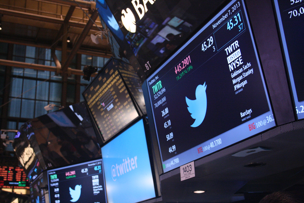 Twitter trading kicked off at $45.10 after a lengthy price discovery period