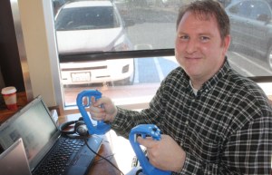 William Provancher of Tactical Haptics shows off the Reactive Grip a few years ago.