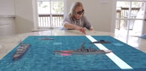 Atheer Labs' vision video shows how its glasses will let you play a virtual Battleship game on a real-world table.