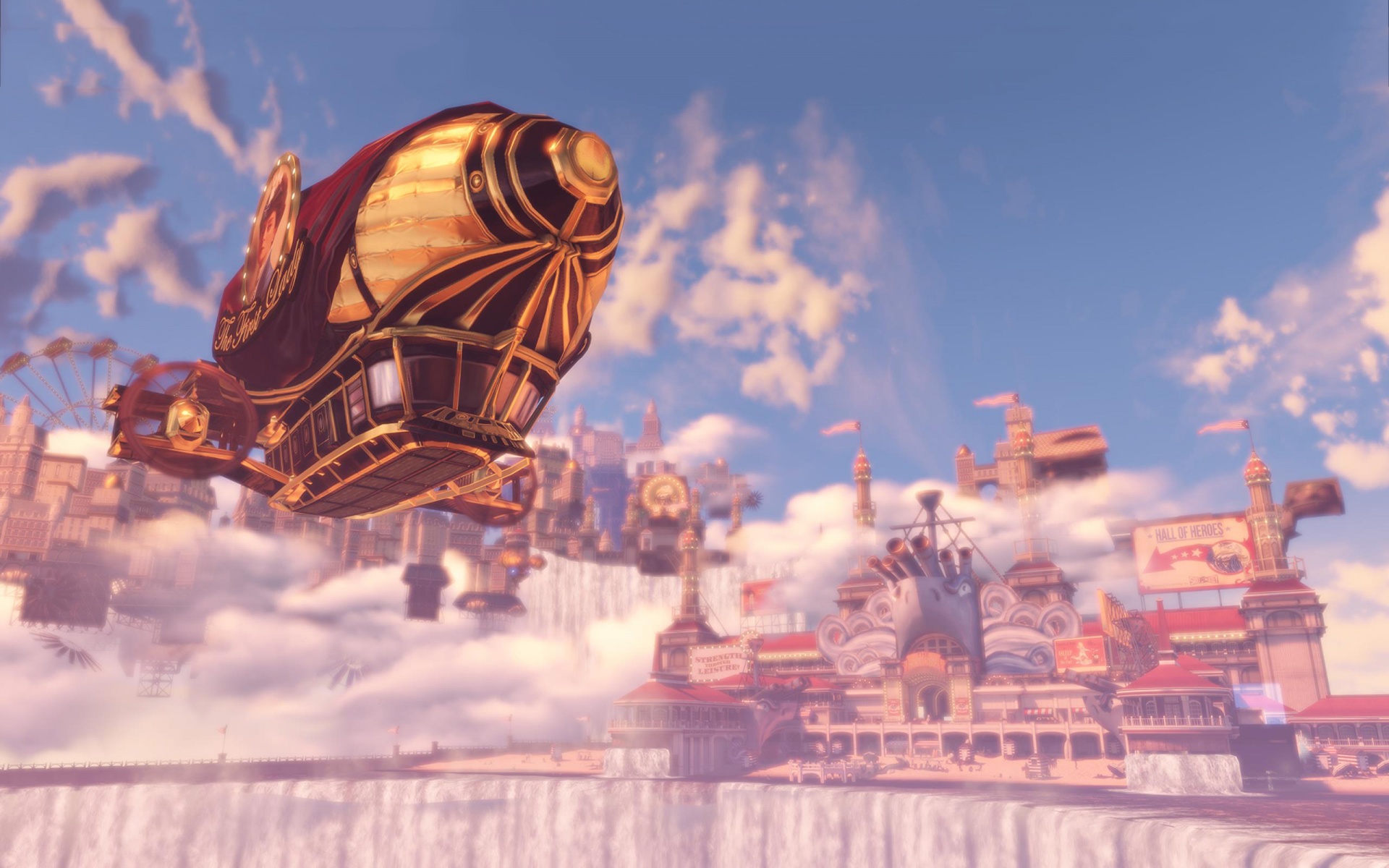 The beautiful world of Columbia from BioShock Infinite.