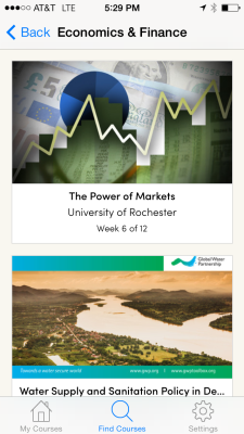 A screenshot from Coursera's mobile app 