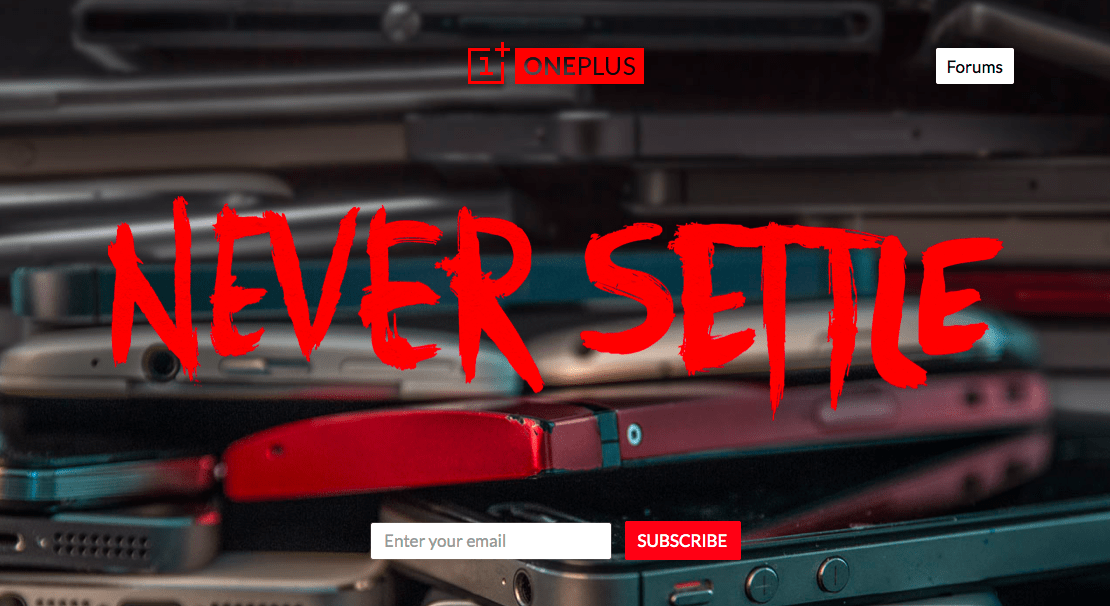 The uncompromising manifesto on OnePlus' home page.