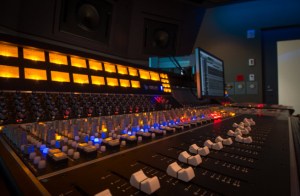 Mixing console at the PlayStation Music Studio. Sony has both 5.1 and 7.1 audio mixing and recording consoles.
