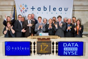 Tableau ringing the bell at the New York Stock Exchange 