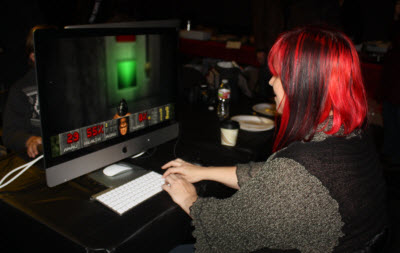 Game designer Terry Redfield plays Doom.
