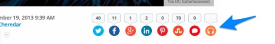 The new Umano Button found within the row of social sharing options on VentureBeat article pages.