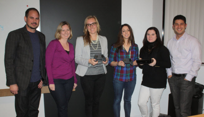 The Alienware-Valve project team. Marc Diana is far left; Anna Sweet is in plaid shirt.