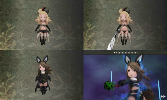 Bravely Default's NA/European costumes on the left. Japanese costumes on the right.