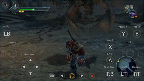 Darksiders's control scheme on the OnLive game-streaming service.