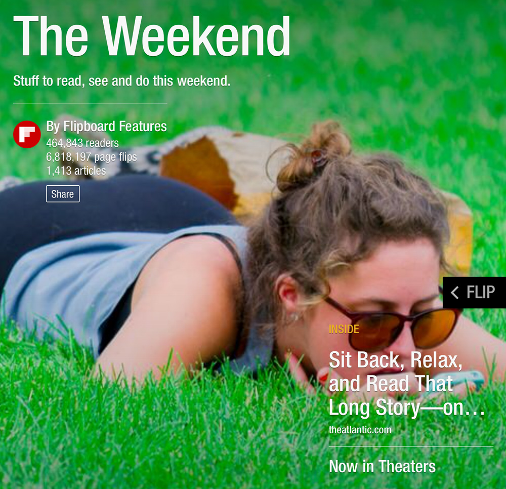 Flipboard's redesigned "Weekend" section.