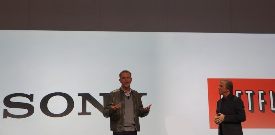Netflix CEO Reed Hastings and Sony Entertainment president Mike Fasulo discussing 4K video content,