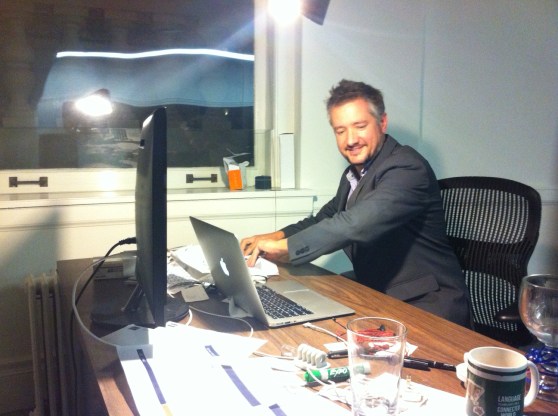 Idibon chief executive Rob Munro clears his desk at the startup's office in San Francisco.