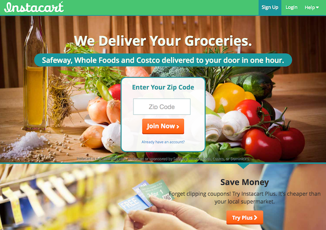 Instacart's home page