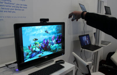 Intel's gesture recognition works up close to the screen.