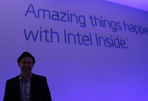 Intel Steven Holmes at the CES booth