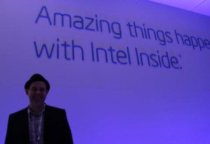 Intel Steven Holmes at the CES booth