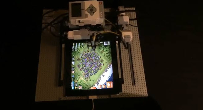 Top view of Clash of Clans robot player.