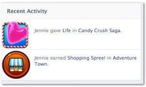 Linked in-feed, Facebook Candy Crush