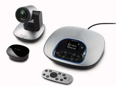 Logitech's ConferenceCam CC3000e comes with camera, a connector hub, speaker phone and remote. 