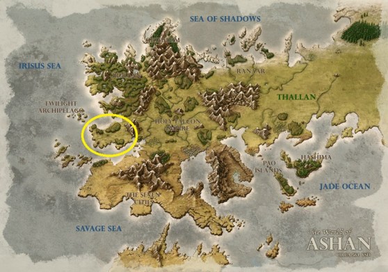 Might & Magic X Legacy takes place in the circled portion of this Might & Magic Heroes VI map.
