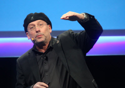 Intel's Mooly Eden makes a point at CES.