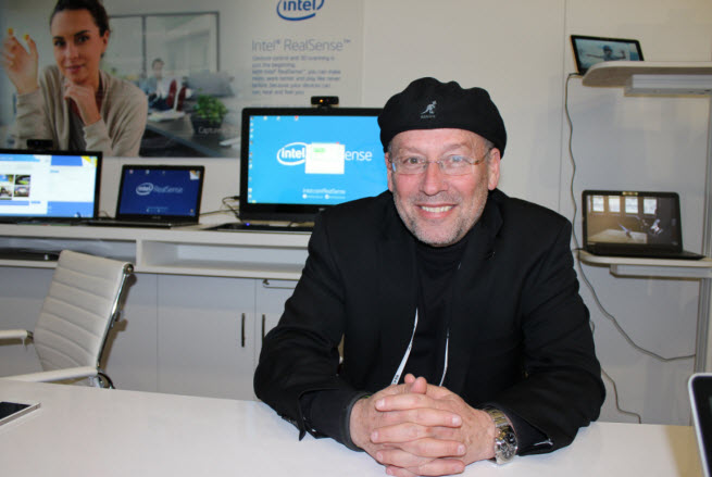 Mooly Eden relaxes after leading an Intel press event at CES.