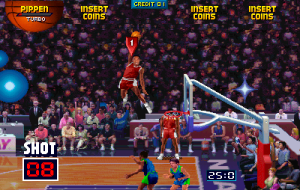 A dunk in NBA Jam.