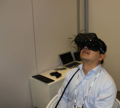 Dean Takahashi shows his Oculus face