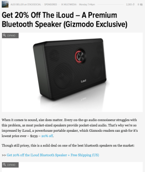 Selling the iLoud on Gizmodo