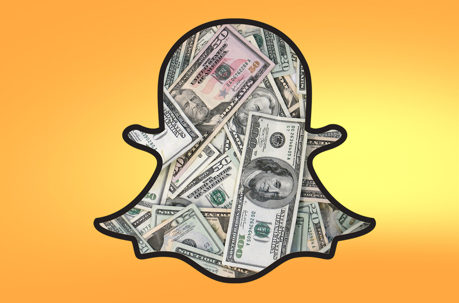 Snapchat ghost filled with money