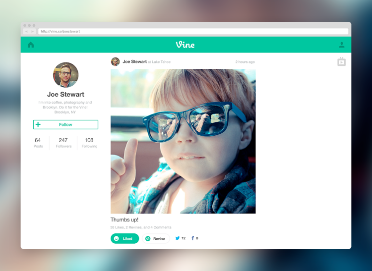 Vine launches full profiles on the Web.