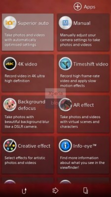 A settings panel in the operating system for what appears to be an upcoming Sony smartphone includes a 4K video setting.