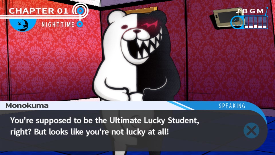 Monokuma's trying so hard to be evil, it's impossible to hate the bear. 