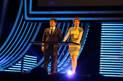 Freddie Wong and Felicia Day at Dice Awards